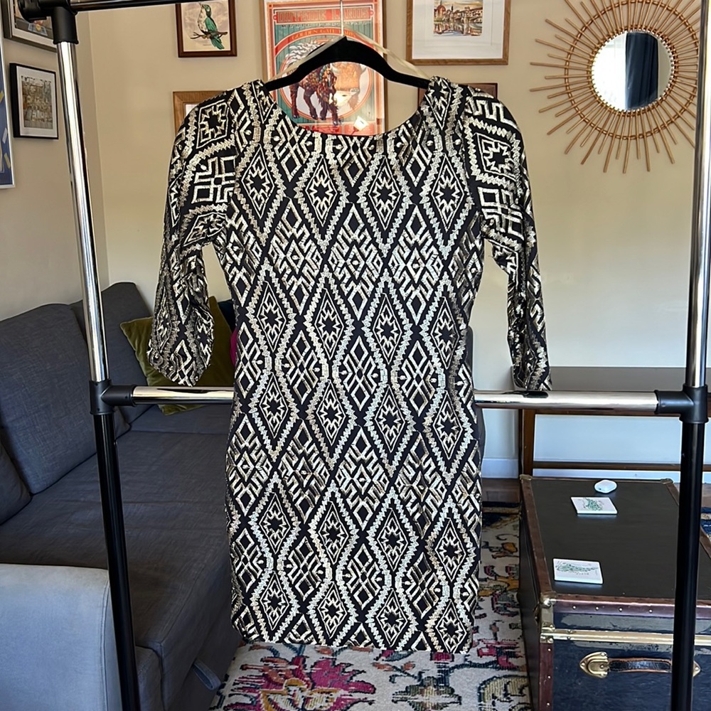 Art Deco Gatsby New Years Eve Holiday Embroidered Cocktail Dress